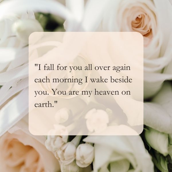 Elegant roses backdrop with romantic morning love quote for wife.