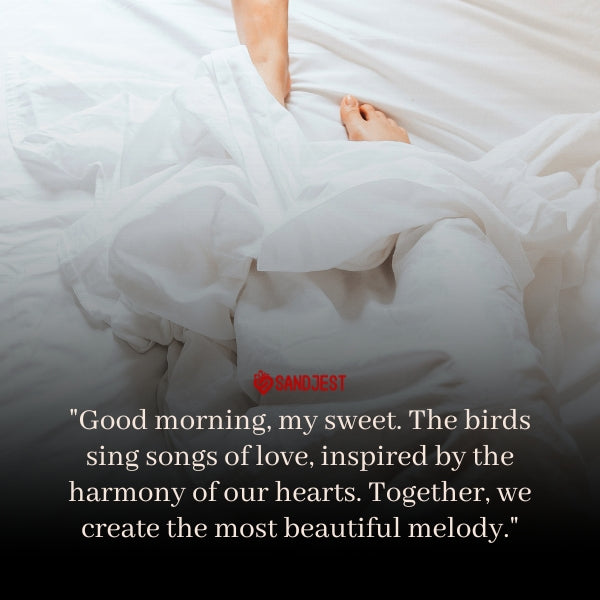 A gentle floral backdrop evokes the tenderness of a romantic good morning message for her