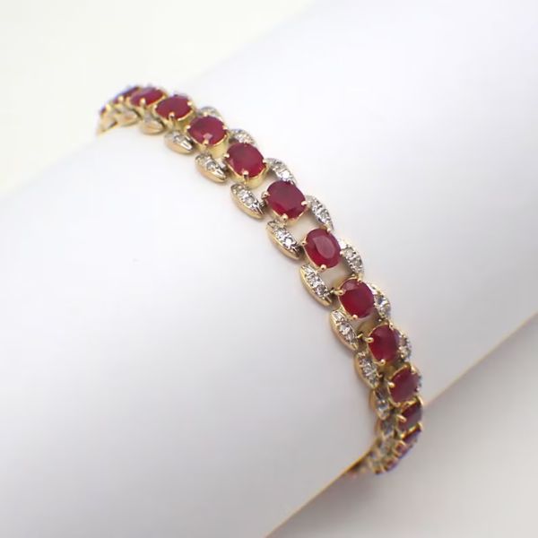 Ruby and Diamond Line Bracelet, perfect 40th anniversary gift symbolizing enduring love