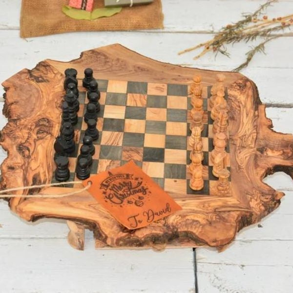 Handcrafted Rustic Chess Set - strategic fun for dad's golden birthday.