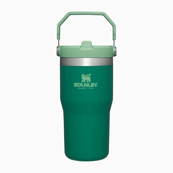A STANLEY IceFlow stainless steel tumbler with a straw, an excellent choice for Grandparents Day to keep beverages cold.