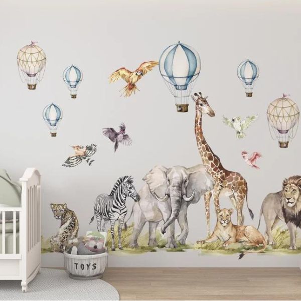Safari Wall Decal Nursery Decor transforms your nursery into a wild adventure for Baby Day.