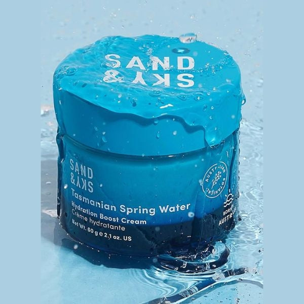 Sand & Sky Tasmanian Spring Water Intense Hydrating Mask for glowing skin.