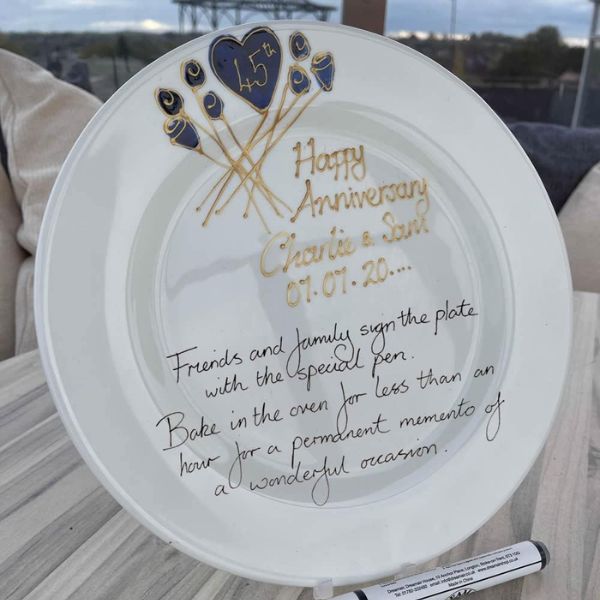 Sapphire Anniversary Plate, a personalized keepsake for a milestone 45th anniversary.