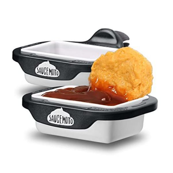 The Saucemoto Dip Clip adds convenience to on-the-go meals, making it an ideal gift for guy friends.
