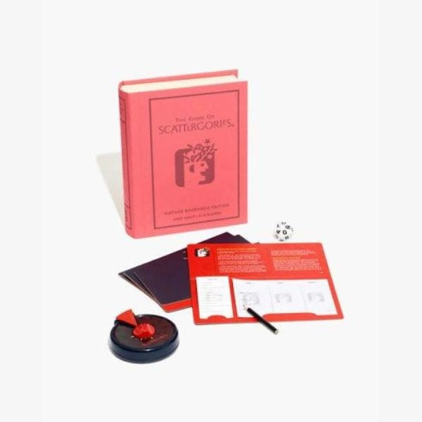 Scattergories Vintage Bookshelf Edition Game, a nostalgic and engaging gift for boyfriends' parents.