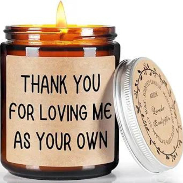 Scented candle creating a tranquil ambiance, ideal for stepmoms' relaxation and me-time.