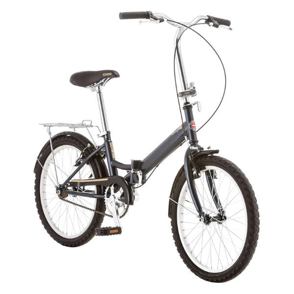 Schwinn Hinge Adult Folding Bike with 20-inch Wheels, a convenient ride for urban architects.
