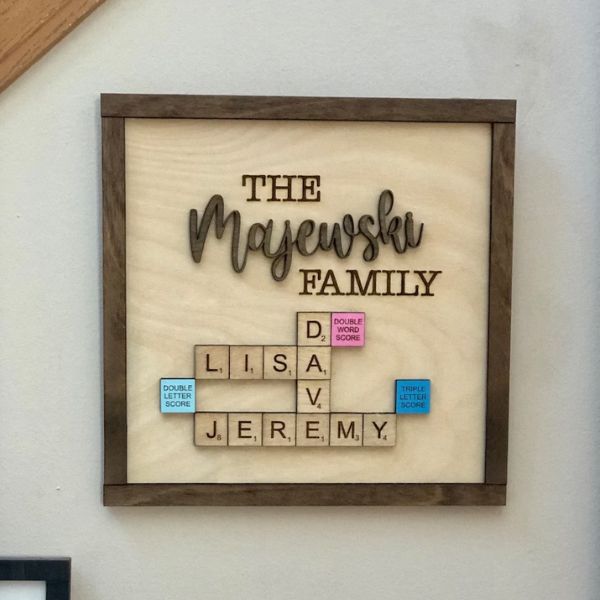 Scrabble Tile Art celebrates family bonds, a unique Father's Day gift for the home.