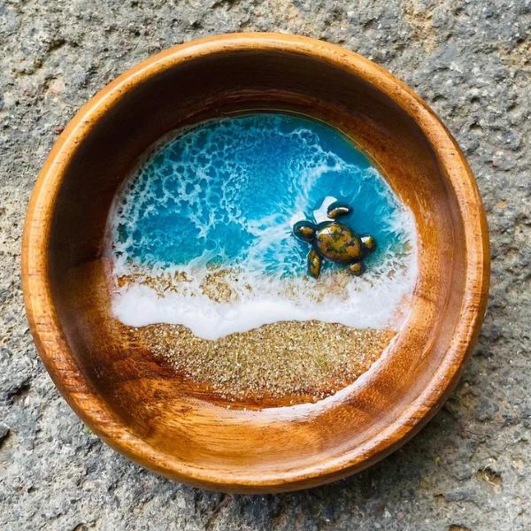 Sea Turtle Ocean Beach Jewelry Bowl, a beautiful keeper for trinkets and turtle gifts.