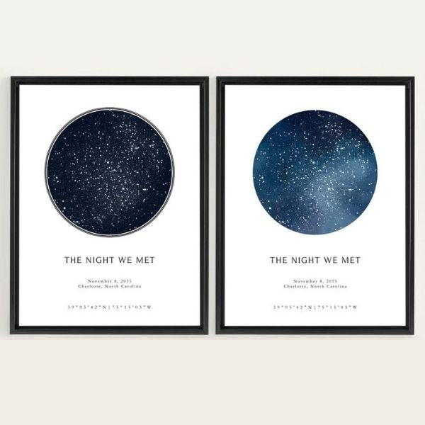 Sentimental Star Map, a unique and thoughtful anniversary gift capturing the night sky of a special date