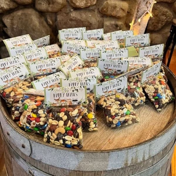 Set of 12 Woodland Treat Bag Toppers adds a rustic touch to baby shower favors.