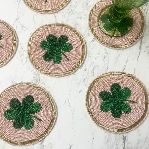 Set of 6 Clover Leaf Coasters – a charming addition to International Women's Day celebrations.