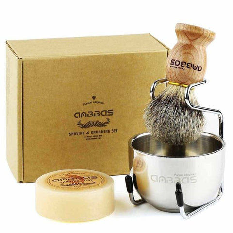 Elegant shaving brush set as a classic retirement gift for men who appreciate grooming.