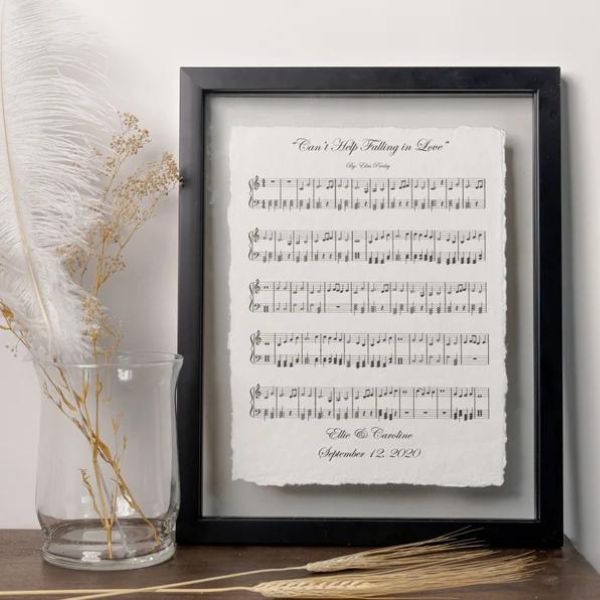 Sheet Music Art, a musical and artistic 1 year anniversary gift.