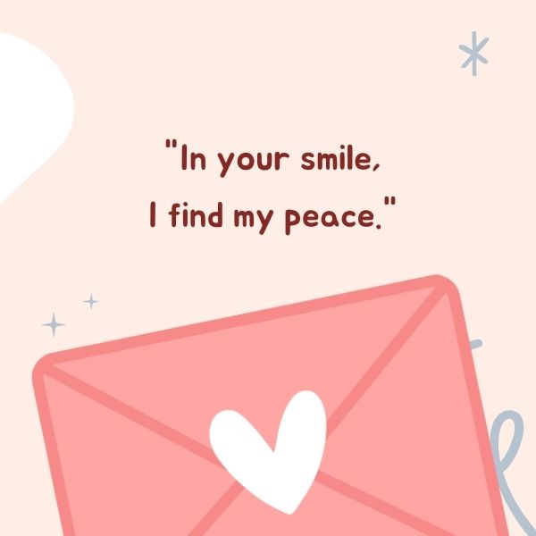 Simple love quote on a pastel pink envelope graphic.
