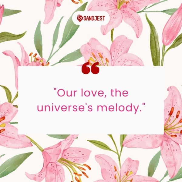 A short and sweet expression of love, surrounded by a floral pattern, illustrating the harmony of love and nature.