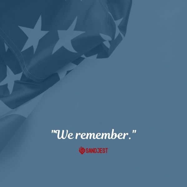A muted American flag accompanies a succinct yet profound Memorial Day statement of remembrance