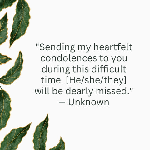 Short condolence message to coworker; leafy background image.