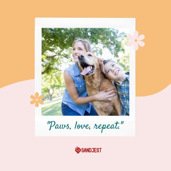A framed image with a succinct dog mom quote perfect for short dog mom quotes articles.
