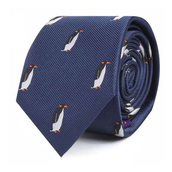 Silk Penguin Tie adds a playful touch to formal attire.