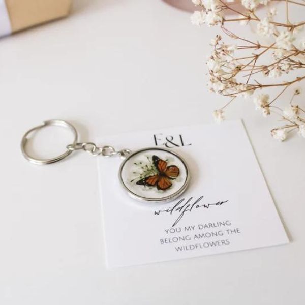 Silver Monarch Butterfly Keychain, a monarch butterfly gift with charm