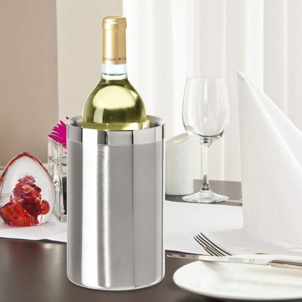 Silver Wine Chiller, an elegant 5 year anniversary gift for wine aficionados.