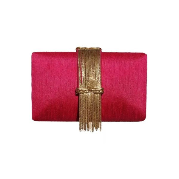 Add a touch of glamour to her ensemble with the Simitri Cranberry Sauce Fringe Clutch, a stylish and festive anniversary accessory.