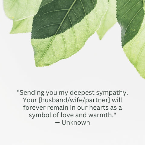 Simple sympathy quotes for coworker; green leaves background image.