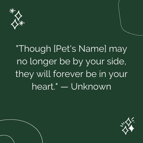 Simple sympathy wishes for loss of pet with a dark green background.