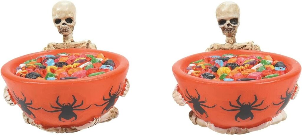 Halloween candy bowl with a skeleton design