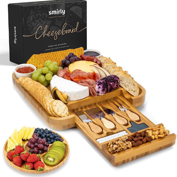 Smirly Charcuterie Boards Gift Set, a stylish and delicious gift for older mom, perfect for creating gourmet cheese and charcuterie spreads.