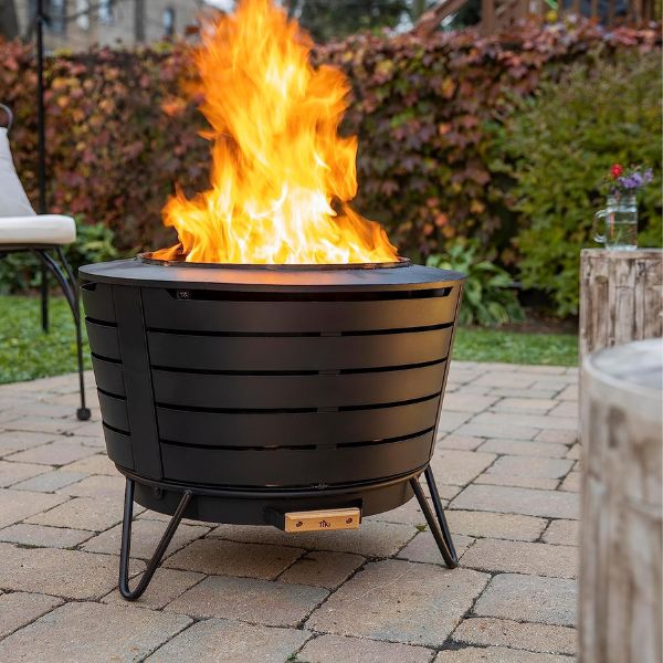 Modern smokeless patio fire pit, a top-tier gardening gift for dad’s relaxation.