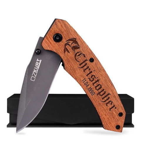The Son's Name Engraved Pocket Knife is a practical and sentimental gift for son, featuring personalized engravings