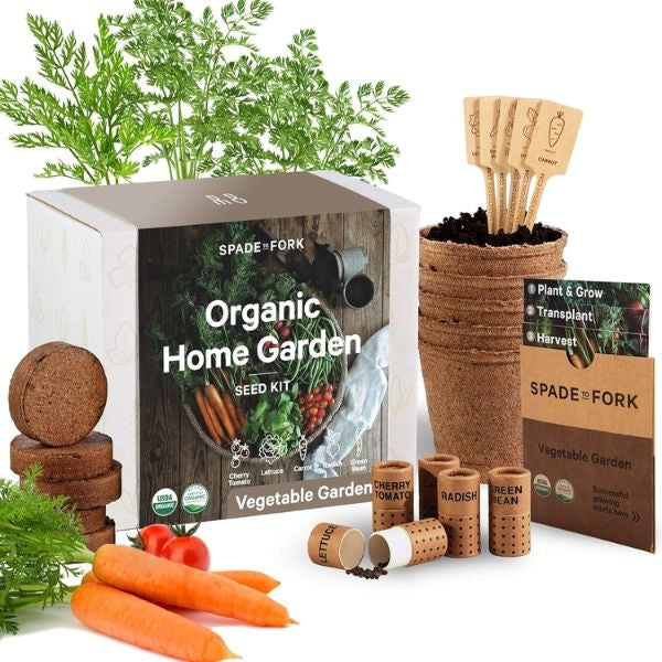 The Spade to Fork Indoor Vegetable Garden Starter Kit is your ticket to fresh homegrown vegetables all year round.