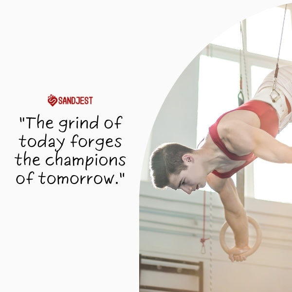 A gymnast in concentration exemplifies sports quotes for athletes about dedication.
