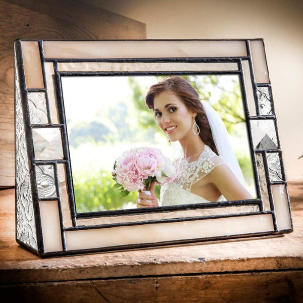 Artistic stained glass photo frame, a unique and colorful photo gift for mom