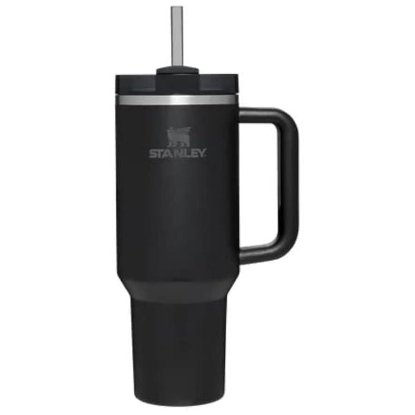 Stanley Quencher H2.0 Tumbler in black for stylish teacher appreciation gifts.