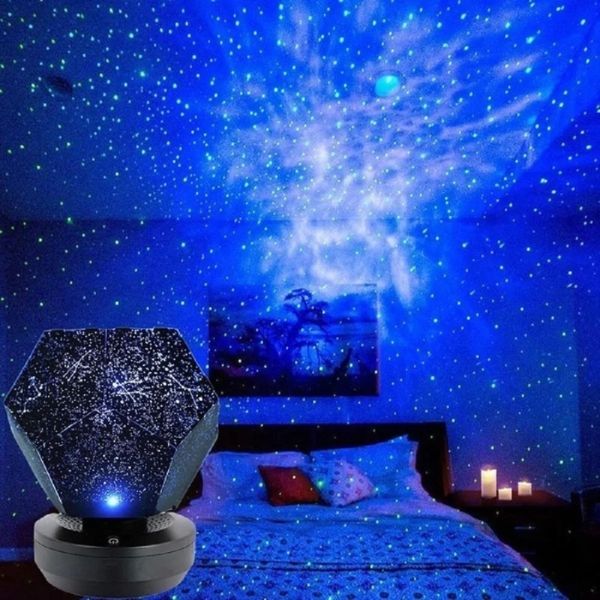 Tranquil scenes of a bedroom bathed in the soft glow of the Star Projector Night Light, making it one of the most enchanting Valentine's Gifts for Kids.
