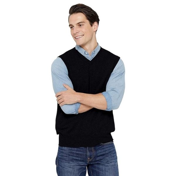 State Cashmere Men’s Classic Sleeveless Sweater Vest, a sophisticated 21st birthday gift.