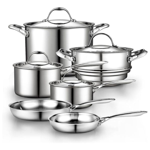 Elegant Steel Cookware Set, a perfect addition to your kitchen, making it an ideal gift for your wife who loves cooking.
