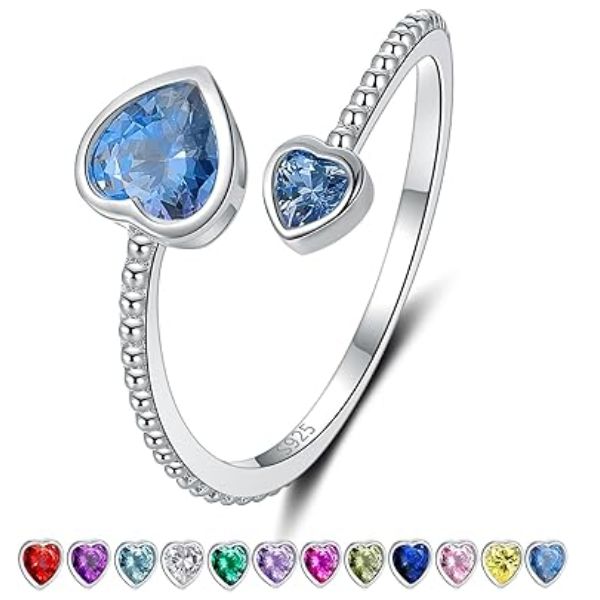 Elegant Step Forward Sterling Silver Birthstone Rings, perfect small Valentines gifts.