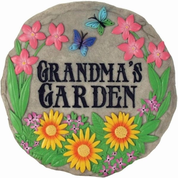 Personal stepping stone for grandma's garden path, engraved with care.