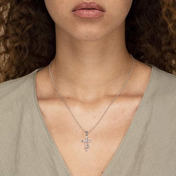 Sterling Silver Stethoscope Cross Necklace symbolizes nursing and faith.