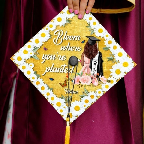 Student Girl Printed Graduation Cap celebrates a student's achievement.
