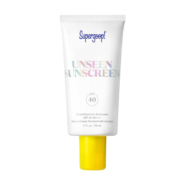 Supergoop! Unseen Sunscreen SPF 40 as a summer skincare essential.
