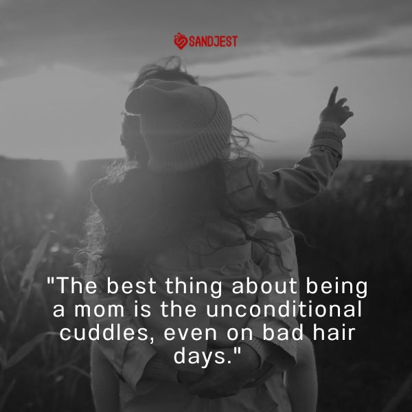A mother embraces her child, the unconditional love shining through, perfectly aligning with heartwarming funny mom quotes.
