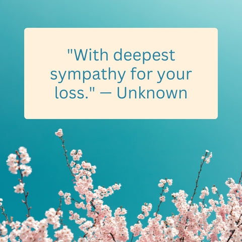 Simple sympathy message for coworker on the loss; cherry blossoms background image.