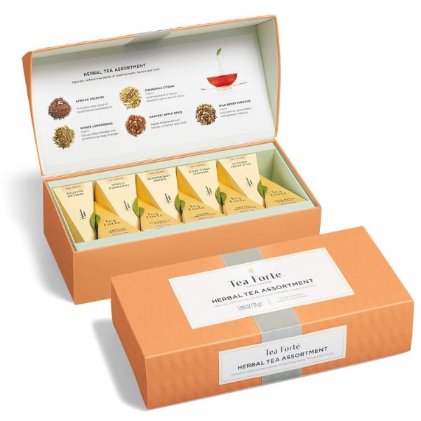 Savor the harmony of flavors with the Tea Forte Herbal Tea Assortment, Petite Presentation Box, a delightful selection of herbal teas in an elegant package.