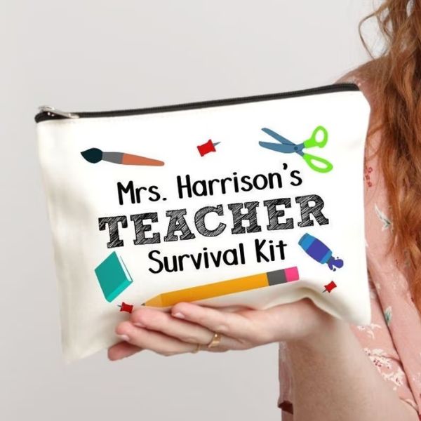 Teacher Survival Kit Pouch, a practical and thoughtful gift for daycare classroom challenges.